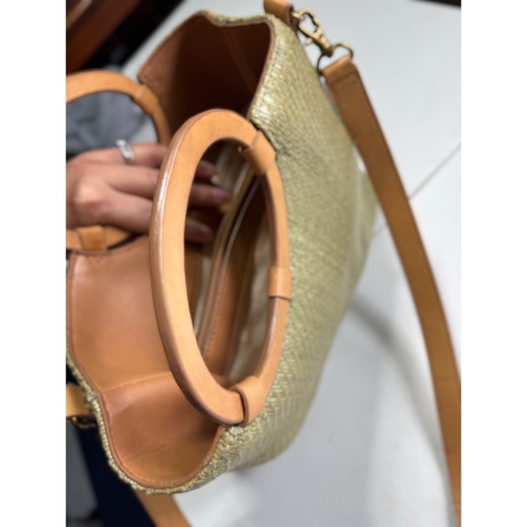 Fossil 75082 Woven Straw Tote Bag with Round Handles and Crossbody Strap - Picture 7 of 14